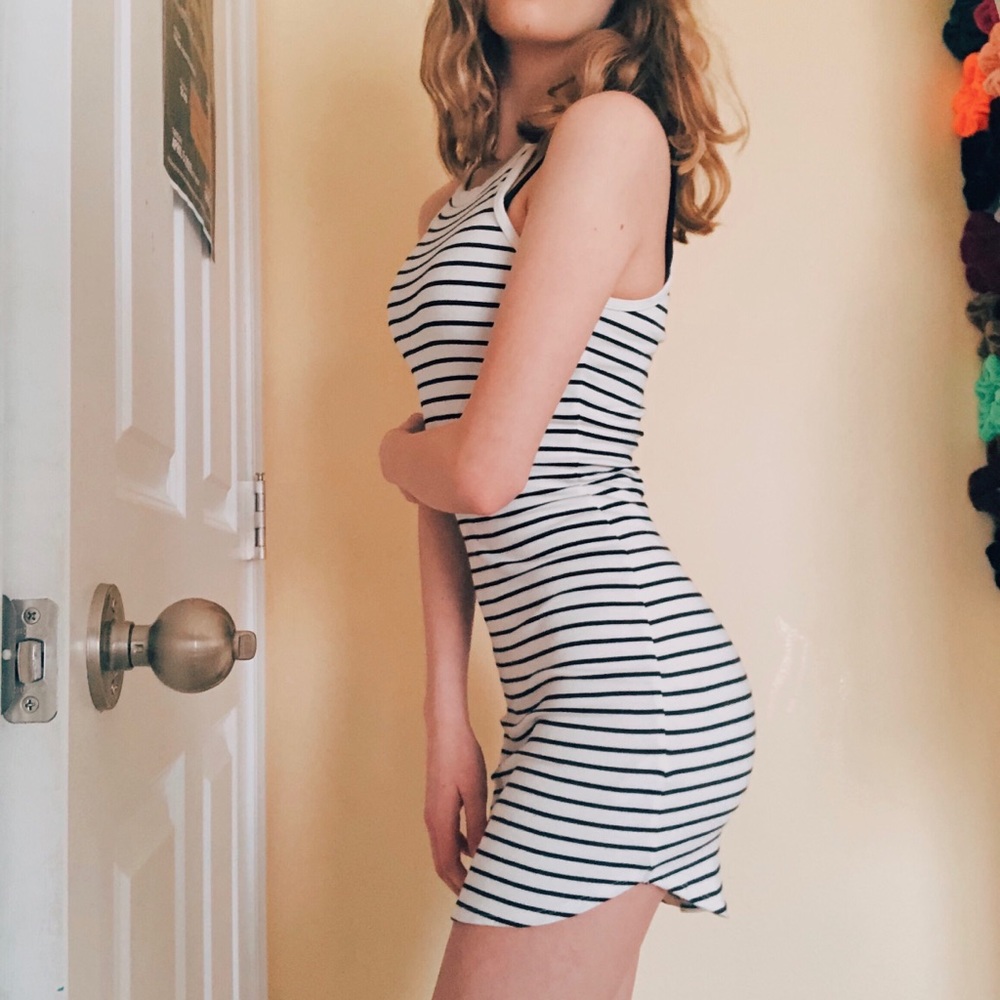striped bodycon dress